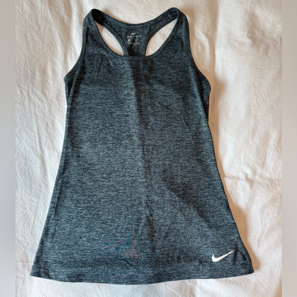 Nike Gray Fitted Tank Top with White Trim